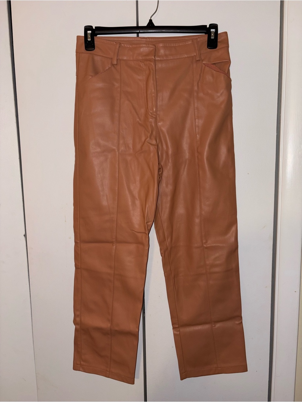 Tan Faux Leather Pants